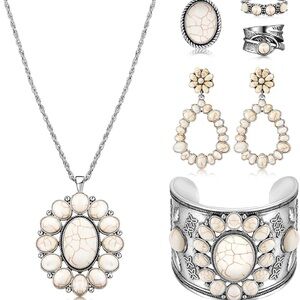 Ecally Bohemian Western Jewelry Turquoise Set